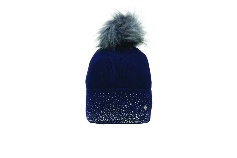 Hy Equestrian Synergy Diamante Bobble Hat - Navy